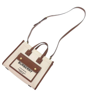 バーバリー ミニフレヤトート 8044143 キャンバス/レザー ベージュ ショルダーバッグ 0429【中古】BURBERRY