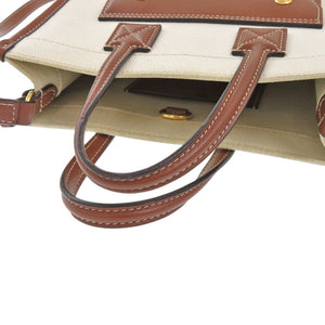 バーバリー ミニフレヤトート 8044143 キャンバス/レザー ベージュ ショルダーバッグ 0429【中古】BURBERRY
