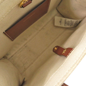 バーバリー ミニフレヤトート 8044143 キャンバス/レザー ベージュ ショルダーバッグ 0429【中古】BURBERRY