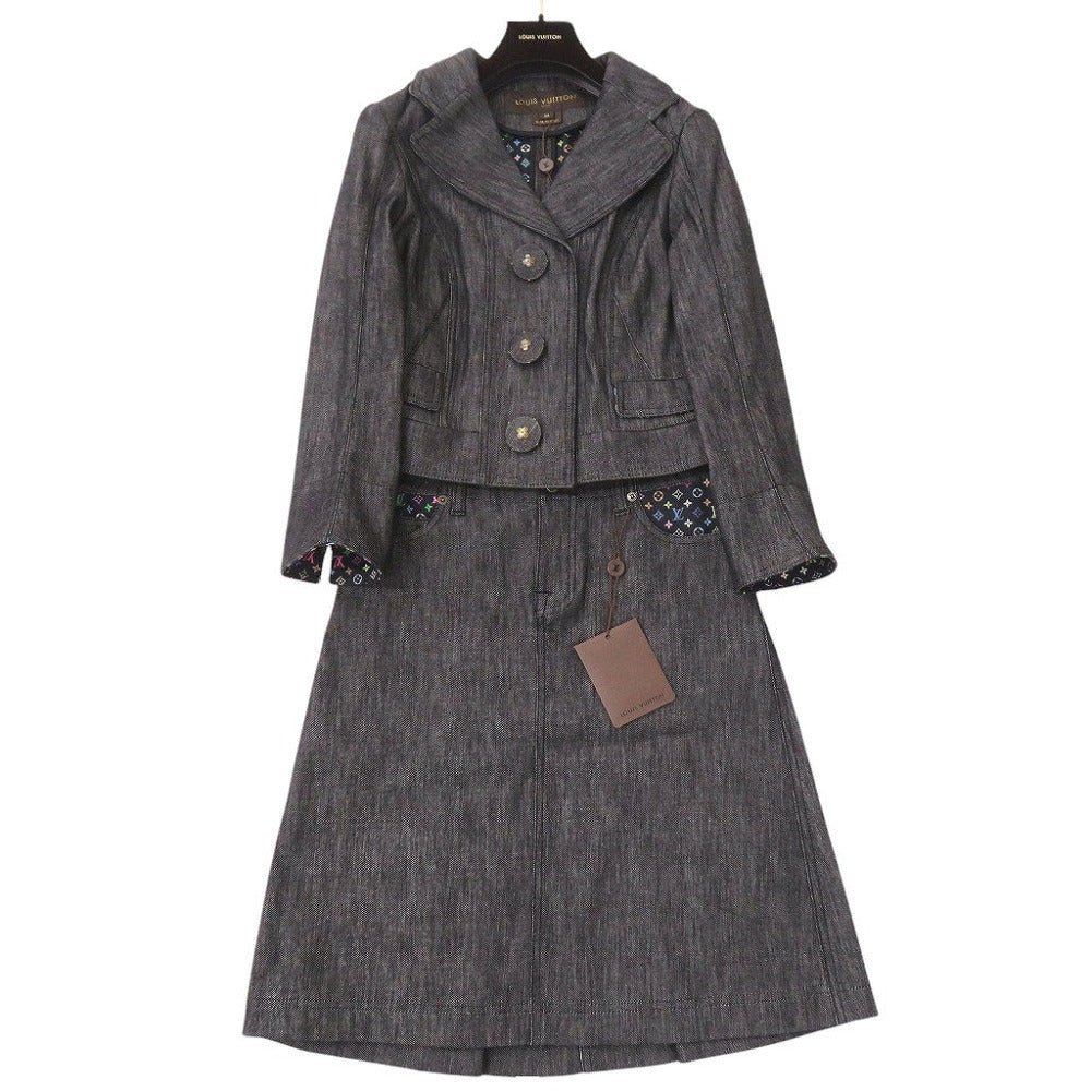 新品同様 ルイ ヴィトン ブラックデニム モノグラム マルチ デニム ブラック セットアップ LV 0447【中古】LOUIS VUITTON