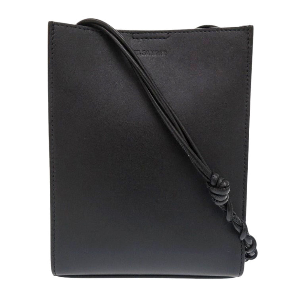 美品 ジルサンダー タングル SM レザー ブラック ショルダーバッグ 黒 0461【中古】JIL SANDER