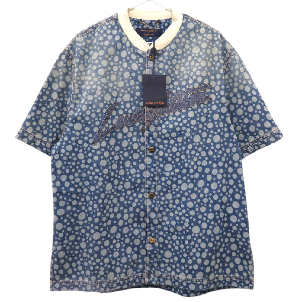 未使用品 ルイ ヴィトン 草間彌生 インフィニティドットデニムシャツ yayoi kusama サイズL RM232H YN4 HOS33W 半袖シャツ コットン インディゴ LV 0465【中古】LOUIS VUITTON