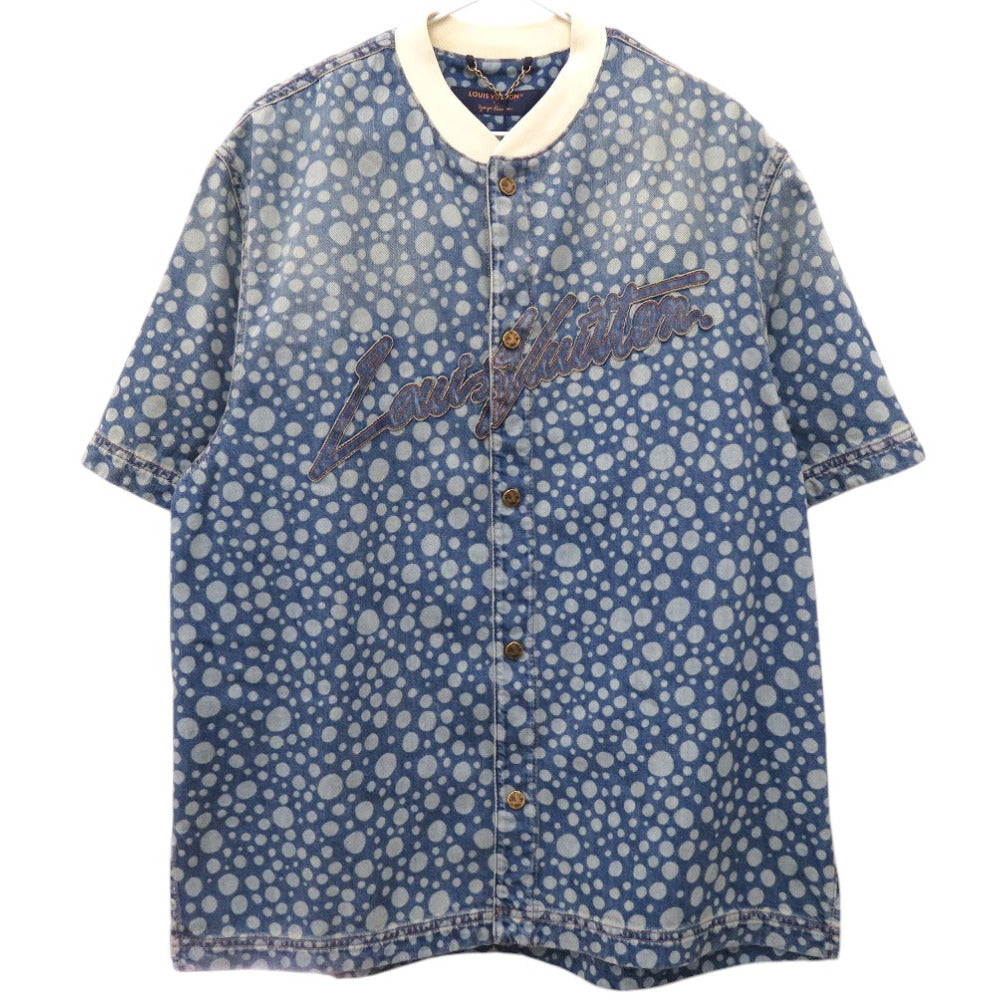 未使用品 ルイ ヴィトン 草間彌生 インフィニティドットデニムシャツ yayoi kusama サイズL RM232H YN4 HOS33W 半袖シャツ コットン インディゴ LV 0465【中古】LOUIS VUITTON