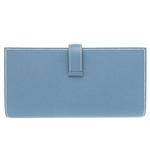 新品同様 エルメス ベアンスフレ ヴォーエプソン ブルージーン □R刻印(2014年製) 長財布 青 0466【中古】HERMES