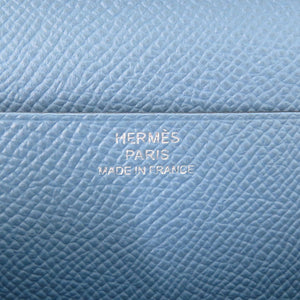 新品同様 エルメス ベアンスフレ ヴォーエプソン ブルージーン □R刻印(2014年製) 長財布 青 0466【中古】HERMES