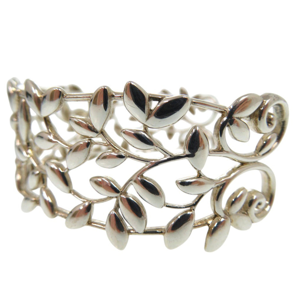 美品 ティファニー オリーブリーフ バングル ワイド カフ AG925 シルバー 0490【中古】TIFFANY&Co.