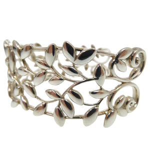 美品 ティファニー オリーブリーフ バングル ワイド カフ AG925 シルバー 0490【中古】TIFFANY&Co.