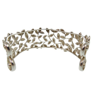 美品 ティファニー オリーブリーフ バングル ワイド カフ AG925 シルバー 0490【中古】TIFFANY&Co.