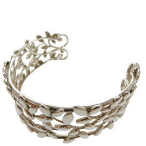 美品 ティファニー オリーブリーフ バングル ワイド カフ AG925 シルバー 0490【中古】TIFFANY&Co.