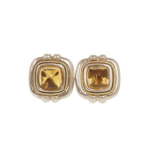 ティファニー ヴィンテージ スクエア シルバー925 K18YG 750YG シトリン シルバー ピアス 0491【中古】TIFFANY&Co.
