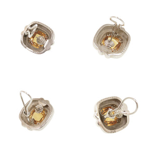 ティファニー ヴィンテージ スクエア シルバー925 K18YG 750YG シトリン シルバー ピアス 0491【中古】TIFFANY&Co.
