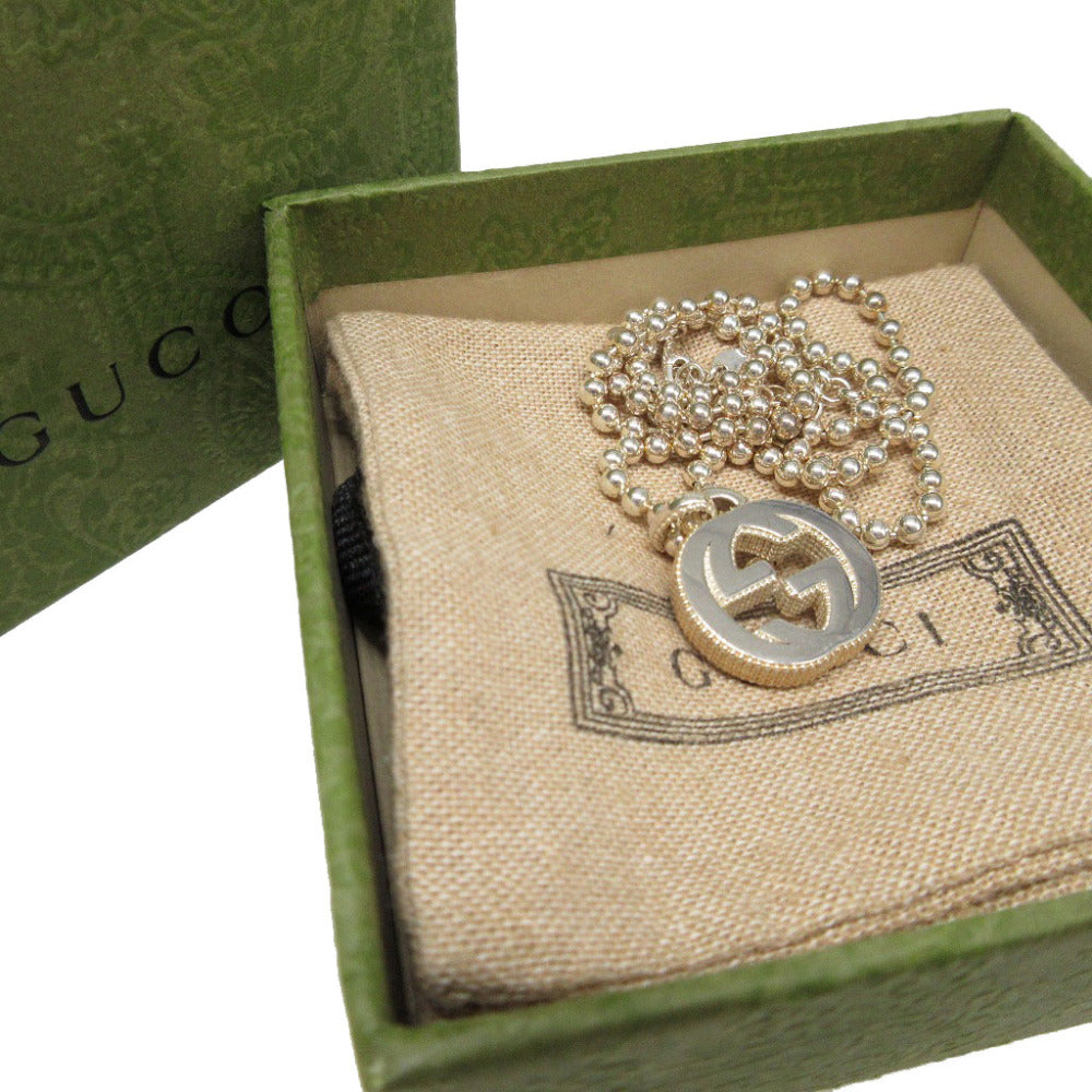 美品 グッチ インターロッキングG ボールチェーン シルバー925 シルバー ネックレス 0495【中古】GUCCI