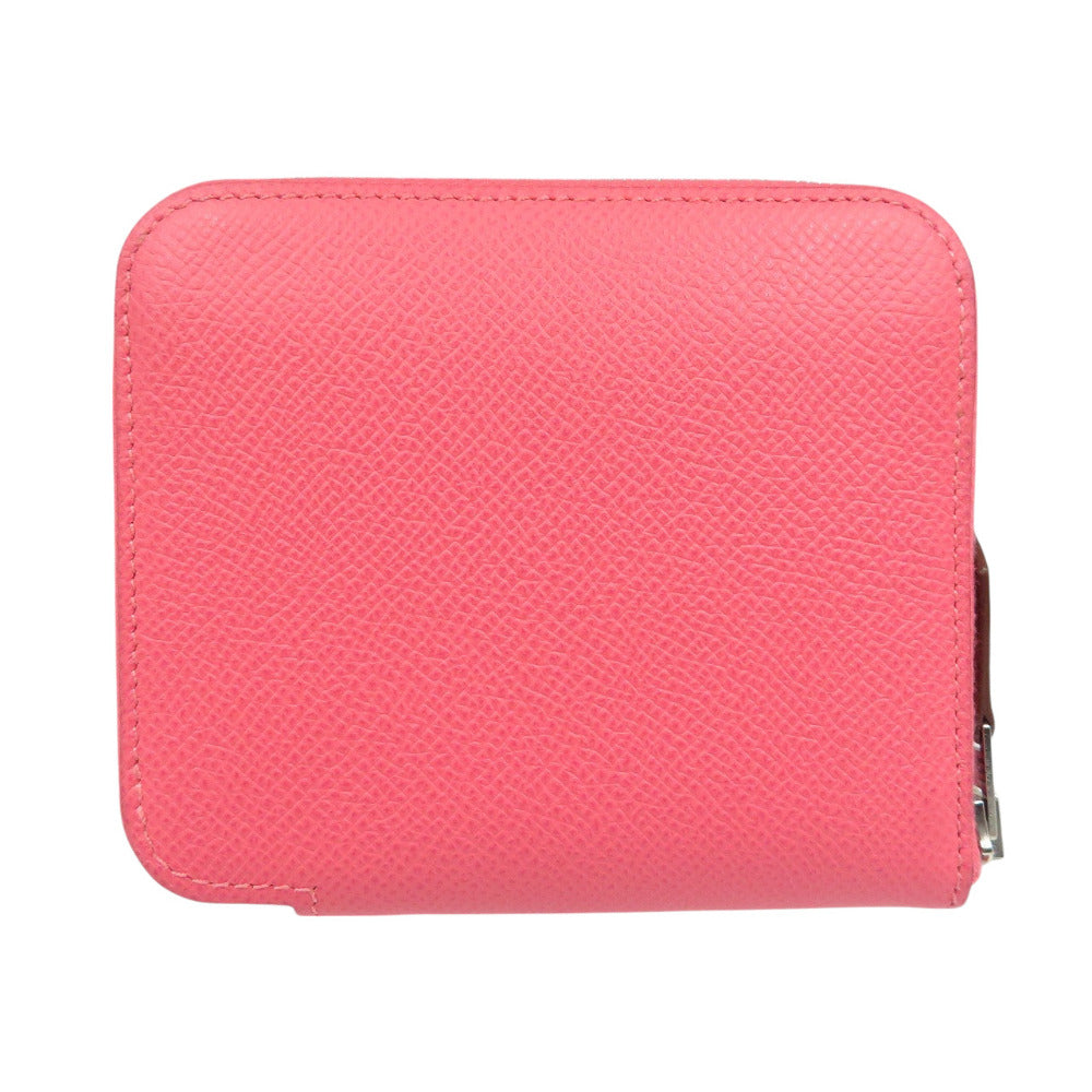 美品 エルメス アザップ シルクイン コンパクト ヴォーエプソン シルバー金具 ローズアザレ コインケース D刻印 0505【中古】HERMES