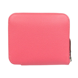 美品 エルメス アザップ シルクイン コンパクト ヴォーエプソン シルバー金具 ローズアザレ コインケース D刻印 0505【中古】HERMES