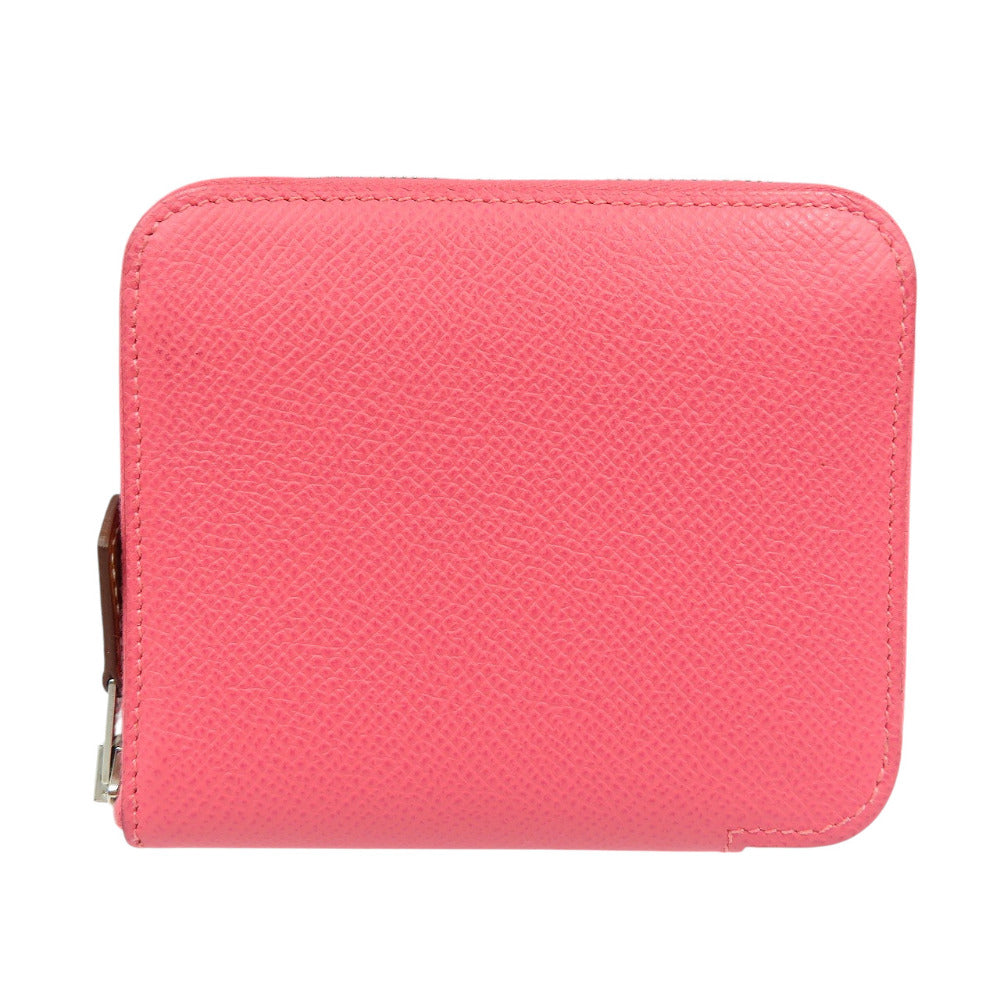 美品 エルメス アザップ シルクイン コンパクト ヴォーエプソン シルバー金具 ローズアザレ コインケース D刻印 0505【中古】HERMES