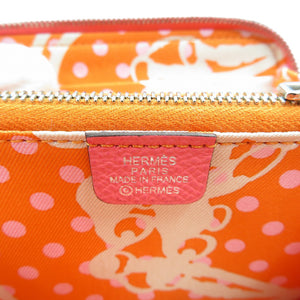 美品 エルメス アザップ シルクイン コンパクト ヴォーエプソン シルバー金具 ローズアザレ コインケース D刻印 0505【中古】HERMES