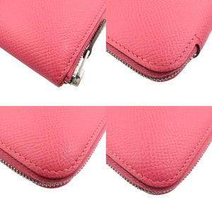 美品 エルメス アザップ シルクイン コンパクト ヴォーエプソン シルバー金具 ローズアザレ コインケース D刻印 0505【中古】HERMES