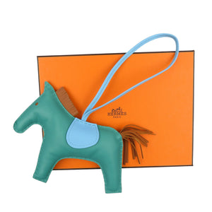 新品同様 エルメス ロデオGM アニョーミロ A刻印 ヴェールヴェロン セレステ ゴールド バッグチャーム 0508【中古】HERMES