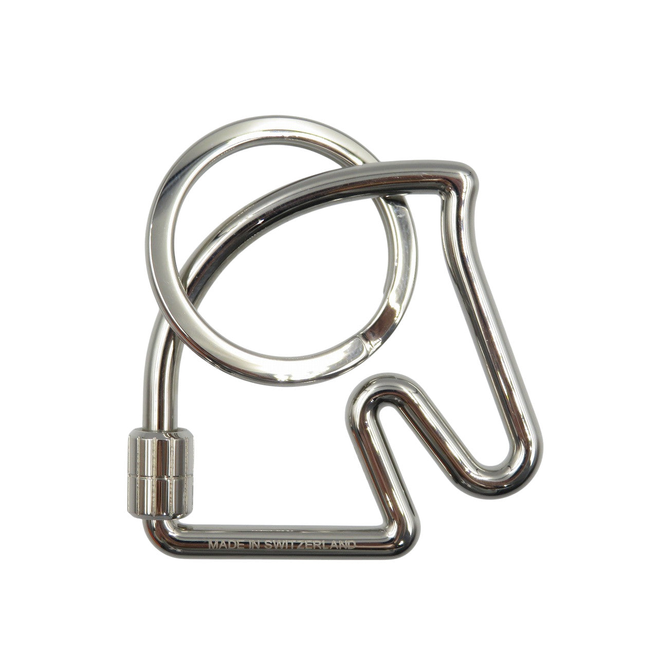 美品 エルメス シュバル メタル シルバー キーホルダー キーリング 0525【中古】HERMES