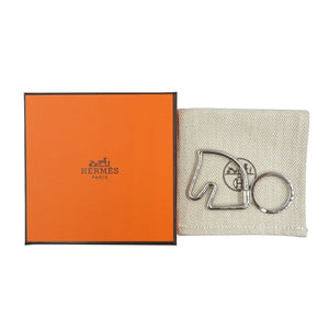 美品 エルメス シュバル メタル シルバー キーホルダー キーリング 0525【中古】HERMES
