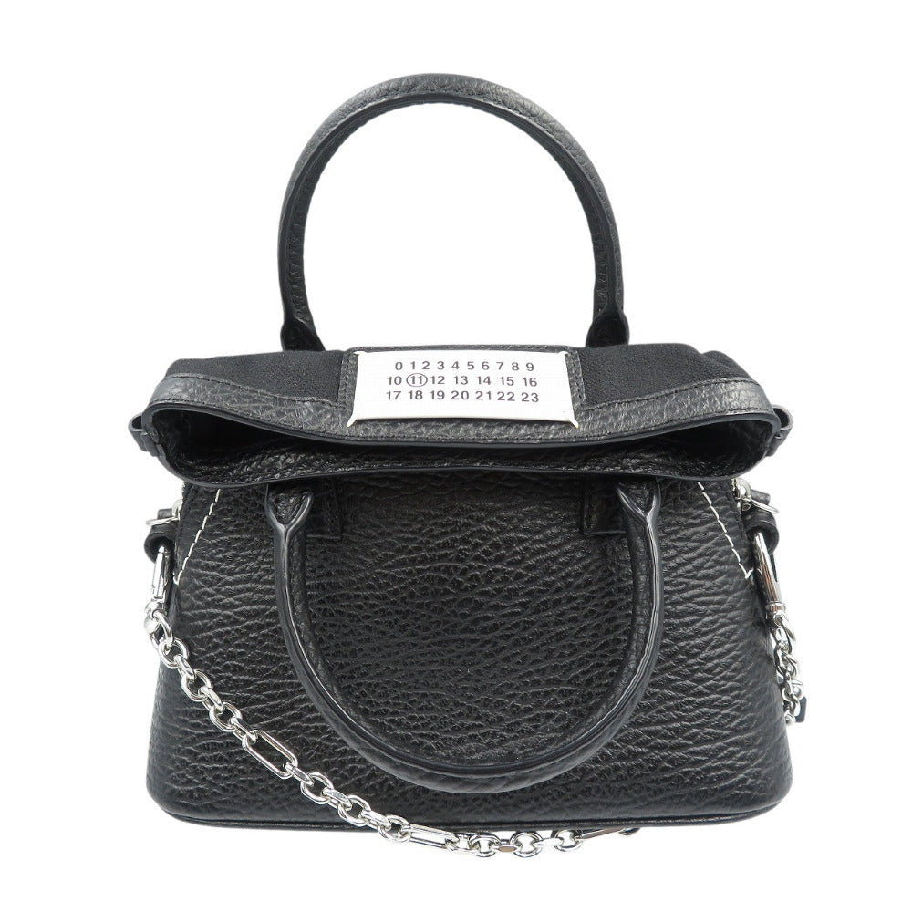 美品 メゾンマルジェラ 5AC S56WG0081 レザー キャンバス シルバー金具 ブラック 黒 2WAY ハンドバッグ ショルダーバッグ 0533【中古】Maison Margiela