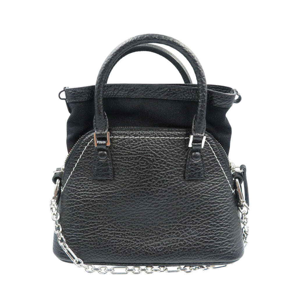 美品 メゾンマルジェラ 5AC S56WG0081 レザー キャンバス シルバー金具 ブラック 黒 2WAY ハンドバッグ ショルダーバッグ 0533【中古】Maison Margiela