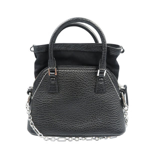 美品 メゾンマルジェラ 5AC S56WG0081 レザー キャンバス シルバー金具 ブラック 黒 2WAY ハンドバッグ ショルダーバッグ 0533【中古】Maison Margiela