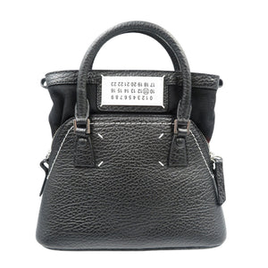 美品 メゾンマルジェラ 5AC S56WG0081 レザー キャンバス シルバー金具 ブラック 黒 2WAY ハンドバッグ ショルダーバッグ 0533【中古】Maison Margiela