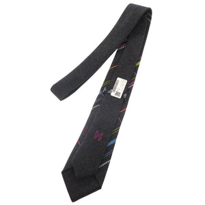 未使用品 エルメス ネクタイ7cm クレイジー タータン H154165T ウール アントラシスト ブルーテュルカン マルチカラー ネクタイ 0535【中古】HERMES メンズ