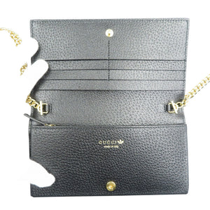 未使用 グッチ GUCCI×adidas 621892 GGクリスタルキャンバス レザー レッド ブラック チェーンウォレット 長財布 0538【中古】GUCCI