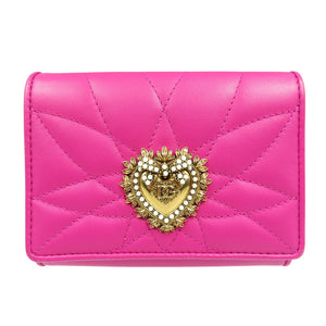 ドルチェアンドガッバーナ ディボーション コンチネンタルウォレット BI1269 AV967 8H243 ラムスキン ゴールド金具 ピンク 三つ折り財布 0539【中古】DOLCE&GABBANA