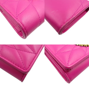 ドルチェアンドガッバーナ ディボーション コンチネンタルウォレット BI1269 AV967 8H243 ラムスキン ゴールド金具 ピンク 三つ折り財布 0539【中古】DOLCE&GABBANA