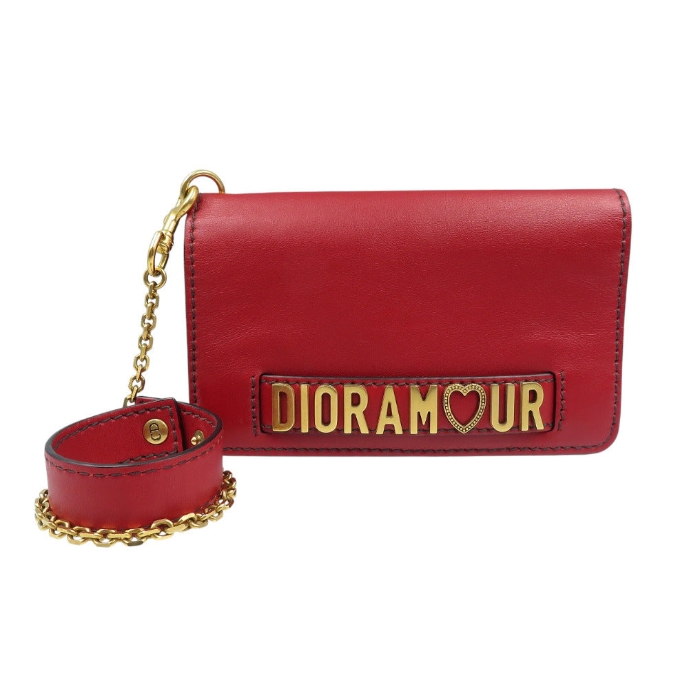 美品 クリスチャンディオール クラッチウォレット 00-MA-0177 レザー ゴールド金具 レッド 赤 長財布 0548【中古】Christian Dior