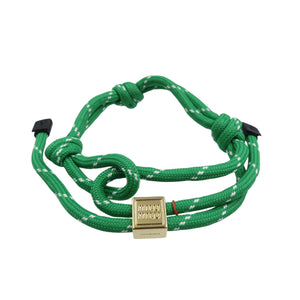 未使用 ミュウミュウ コード ブレスレット 5IB538_3L74_F077U ポリエステル ゴールド金具 グリーン ブレスレット アンクレット 0552【中古】Miu Miu