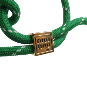 未使用 ミュウミュウ コード ブレスレット 5IB538_3L74_F077U ポリエステル ゴールド金具 グリーン ブレスレット アンクレット 0552【中古】Miu Miu