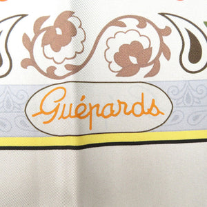 未使用品 エルメス カレ90 ダブルフェイス GUEPARDS BANDANA ツイルスカーフ チーター シルク GRIS 0555【中古】HERMES