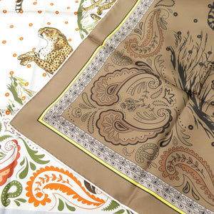 未使用品 エルメス カレ90 ダブルフェイス GUEPARDS BANDANA ツイルスカーフ チーター シルク GRIS 0555【中古】HERMES