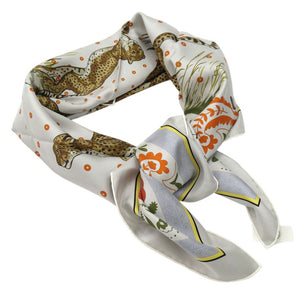 未使用品 エルメス カレ90 ダブルフェイス GUEPARDS BANDANA ツイルスカーフ チーター シルク GRIS 0555【中古】HERMES
