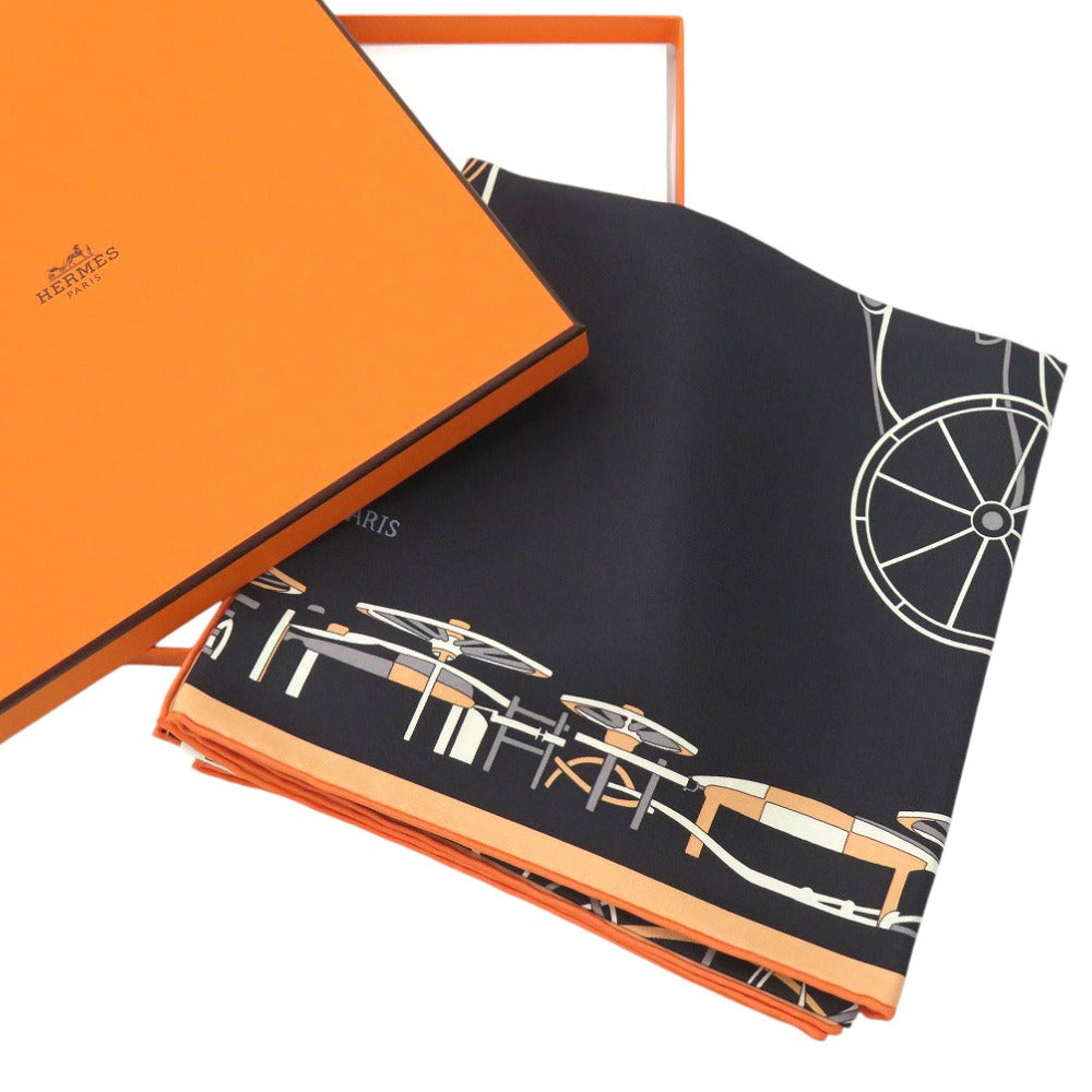 未使用品 エルメス カレ90 コンプリケーション エケストル COMPLICATION EQUESTRE ツイルスカーフ シルク NOIR 0555【中古】HERMES