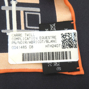 未使用品 エルメス カレ90 コンプリケーション エケストル COMPLICATION EQUESTRE ツイルスカーフ シルク NOIR 0555【中古】HERMES