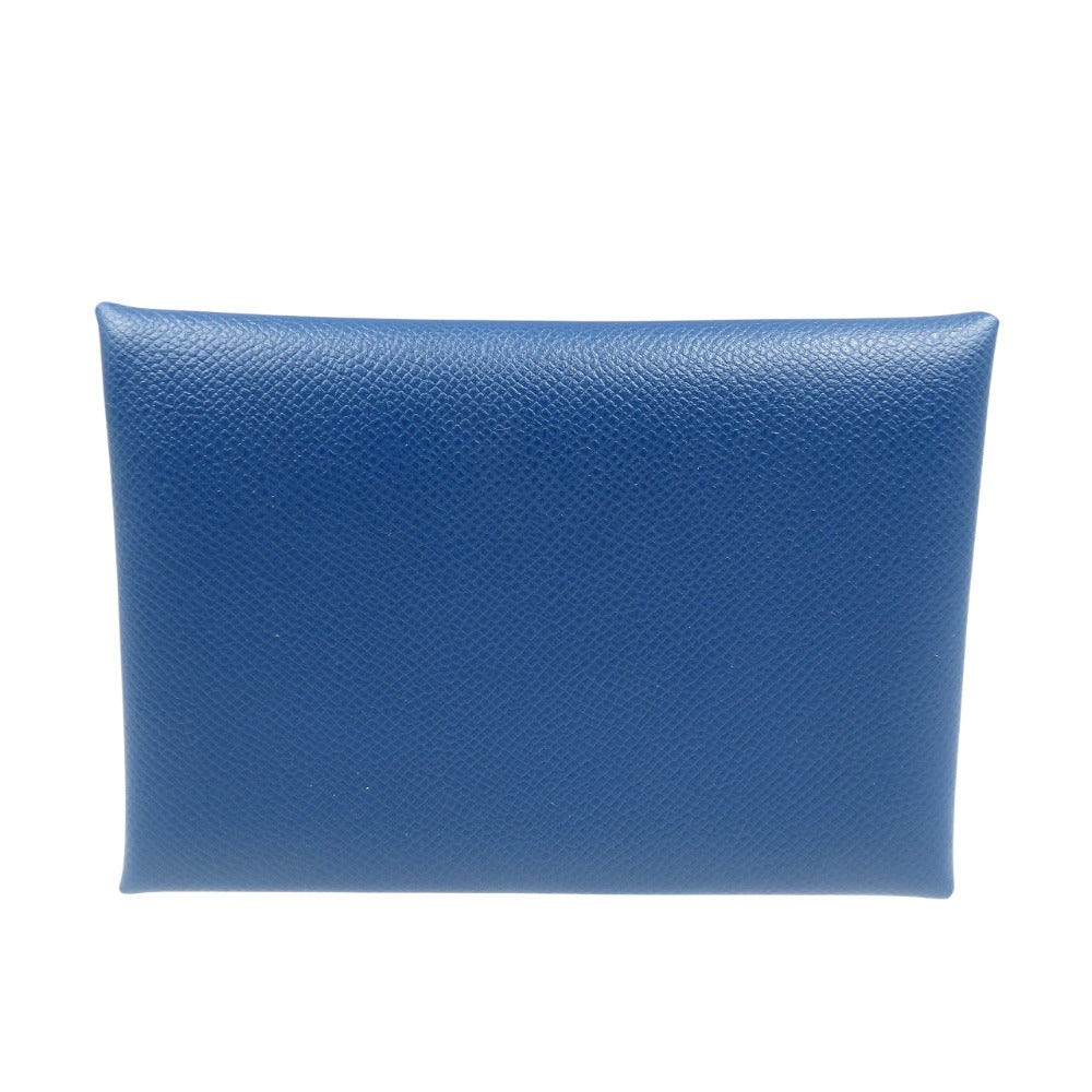 未使用 エルメス  カルヴィデュオ ヴォーマダム シルバー金具 ディープブルー 青 W刻印 コインケース 0559【中古】HERMES