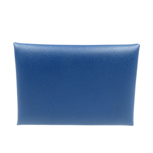 未使用 エルメス  カルヴィデュオ ヴォーマダム シルバー金具 ディープブルー 青 W刻印 コインケース 0559【中古】HERMES