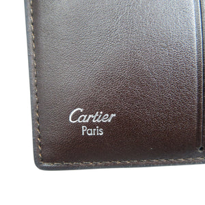 新品同様 カルティエ サントス レザー ブラウン 二つ折り財布 0571【中古】Cartier