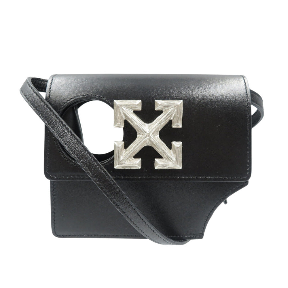 新品同様 オフホワイト レザー シルバー金具 ブラック 黒 ショルダーバッグ 0575【中古】Off-White