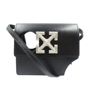 新品同様 オフホワイト レザー シルバー金具 ブラック 黒 ショルダーバッグ 0575【中古】Off-White