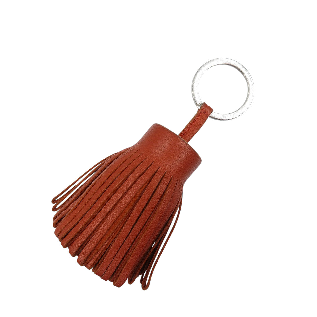 エルメス カルメン バイカラー アニョーミロ シルバー金具 オレンジ ベージュ キーリング 0580【中古】HERMES