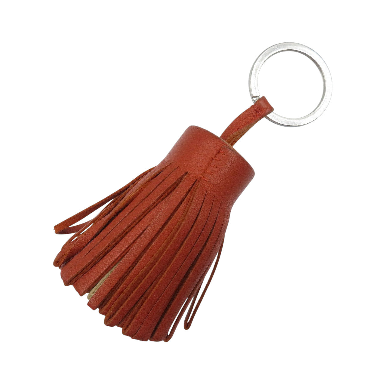 エルメス カルメン バイカラー アニョーミロ シルバー金具 オレンジ ベージュ キーリング 0580【中古】HERMES