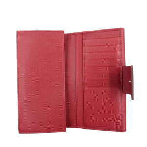 美品 ブルガリ 33744 ブルガリブルガリクリップ ラージ ウォレット Wホック レザー シルバー ルビーレッド 二つ折り 長財布 0593【中古】BVLGARI