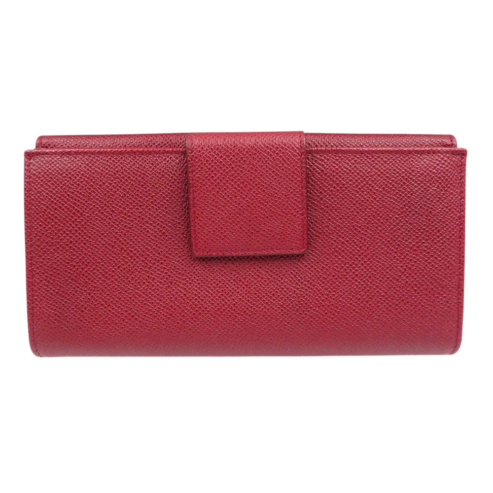 美品 ブルガリ 33744 ブルガリブルガリクリップ ラージ ウォレット Wホック レザー シルバー ルビーレッド 二つ折り 長財布 0593【中古】BVLGARI