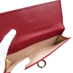 美品 ブルガリ 33744 ブルガリブルガリクリップ ラージ ウォレット Wホック レザー シルバー ルビーレッド 二つ折り 長財布 0593【中古】BVLGARI